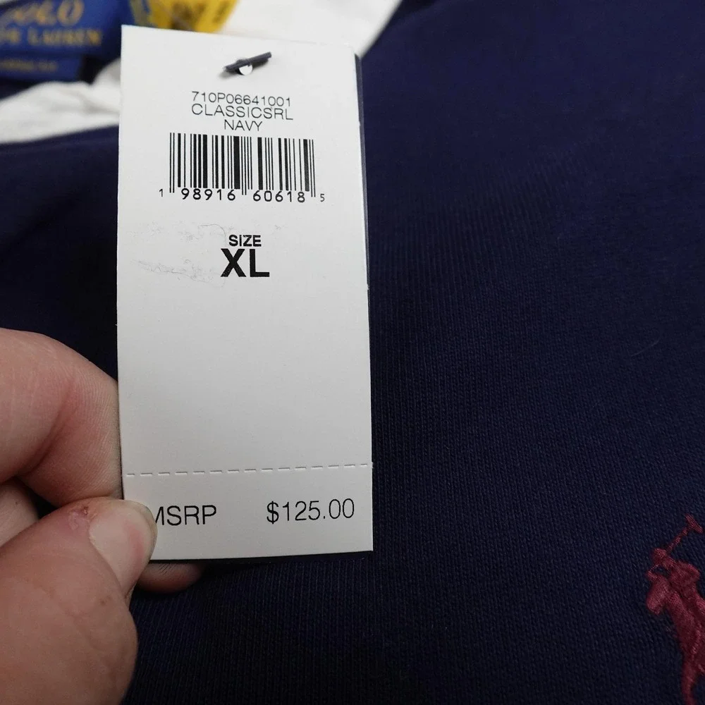 NEW Polo Ralph Lauren Rugby Shirt Mens XL Blue Golf Long Sleeve Pony Logo Preppy - Picture 5 of 15
